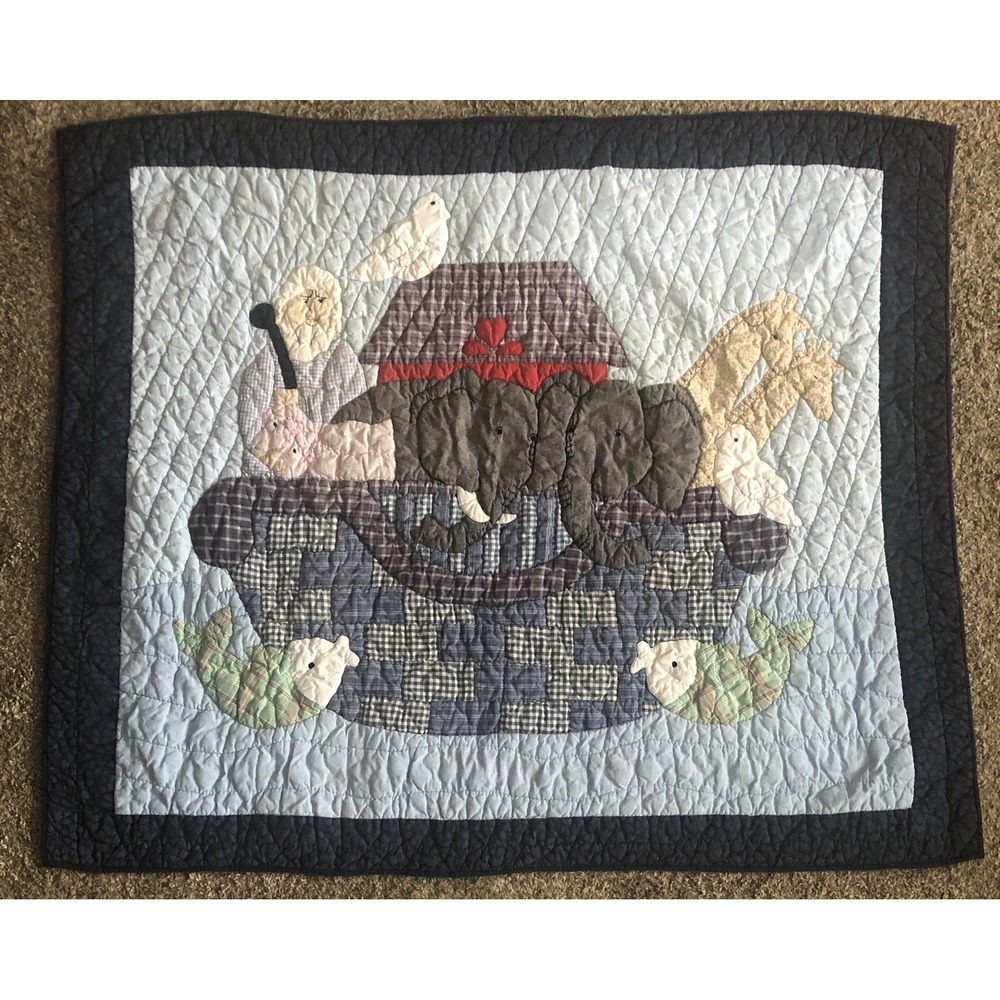 Noah's Ark Quilt 46x38 Cracker Barrel Hand Quilted Crib Quilt Or Wall Hanging
